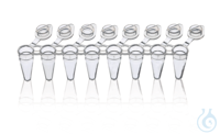PCR-Gefäß, m. 3 Stegen, 8er, transp., 0,15 ml anh.Deckel Low Prof. qPCR 120...
