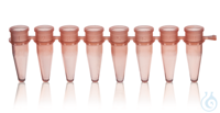PCR-tube strip of 8 thin-walled w/o cap 0,2 ml, rose, PP, 125 pcs. PCR tubes, strips of 8, PP,...