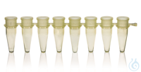 Tube PCR 8/barette paroi fine, sans cap., 0,2 ml, jaune, PP, 125 unités barrettes de 8 , PP, 0,2...