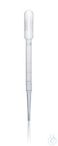 Pasteur pipette, PE-LD 3/0,5 ml, suction vol. max. 3,5 ml Pasteur pipette, PE-LD, 3 ml, suction...
