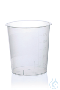 Urine beaker, without lid, PP, IVD grad. to 125 ml Urine beaker, PP, 125 ml, without cap, CE-IVD