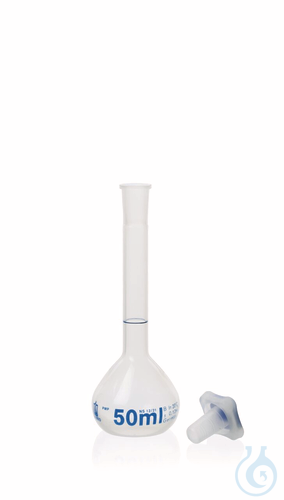 Messkolben, PMP, Klasse B, 50 ml, NS 12/21, PP-Stopfen