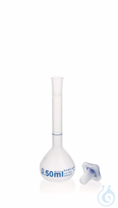 Messkolben, PP, transparent, 50 ml, NS 12/21, PP-Stopfen Messkolben, PP, transparent, Klasse B,...