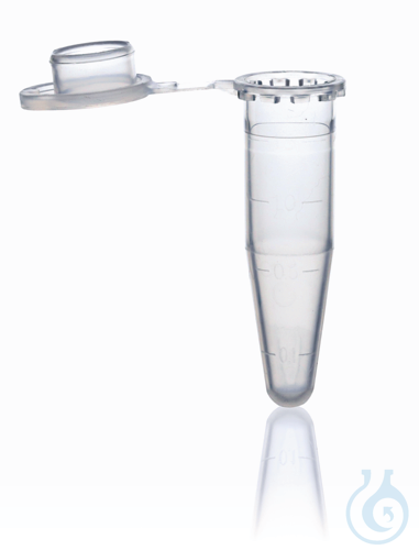 Einmal-Reaktionsgefäß, PP, farblos, 0,5 ml, m. Deckel, RZB max.10000 b.20°C