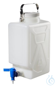 Nalgene™ Rechthoekige HDPE-ballonfles met kraantje 20 l Geval van 4 100 mm Nalgene™ Rechthoekige...