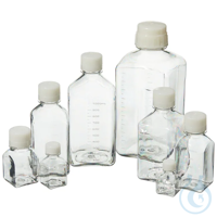 Nalgene™ quadratische PETG-Medienflaschen mit Verschluss: steril, auf Tabletts eingeschweißt...