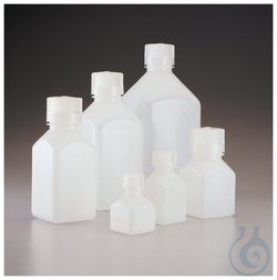 Nalgene&trade; Quadratische Enghalsflaschen aus HDPE mit Verschluss