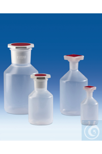 Wide-neck bottle, PP, with stopper,
1000 ml, NS 60/46, conical shoulders