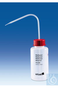 VITsafe safety-wash-bottle, PE-LD,
500 ml, Methanol, narrow-mouth,
with VENT-CAP, GL 25
