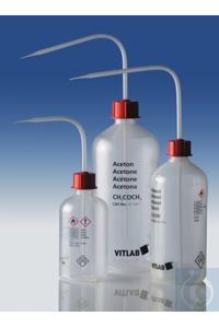 VITsafe safety wash-bottle, narrow-mouth, PP, GL 25, VENT-CAP wash-bottle cap, PP, Acetone, 250 ml