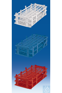 Reagenzglasgestell, farbig, PP, 84 Stellplätze für Gläser mit Ø bis 13 mm, weiß