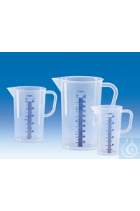 Graduated beakers, PP, blue raised scale
Volume 500 ml, Graduation 10 ml