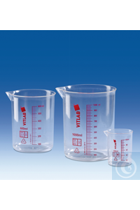 Vaso de precipitado, PMP, 100 ml,
graduación impresa en rojo
100 ml : 10 ml