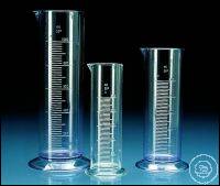 Graduated cylinders, SAN, short form,
25 ml : 0,5 ml, moulded scale