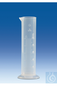 Volumetric cylinder, PP, class B, short form, raised scale, 100 ml