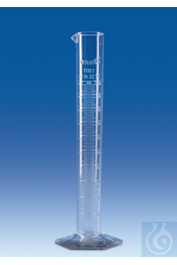 Volumetric cylinder, SAN, class B, tall form, raised scale, 100 ml
