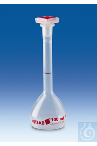 Volumetric flask, PMP, with stopper, PP,
100 ml, NS 14/23, with ring-mark