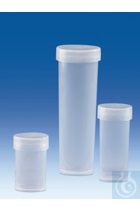 Sample vial, PP, with cap, PE-LD,
18 ml, 57 x 22 mm