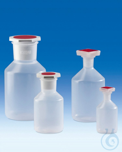 Steilbrustflasche, Enghals, PP mit Stopfen NS 29/32, 1000 ml
