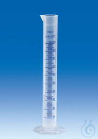Messzylinder, PP, Klasse B hohe Form, blaue erhabene Skala, 250 ml