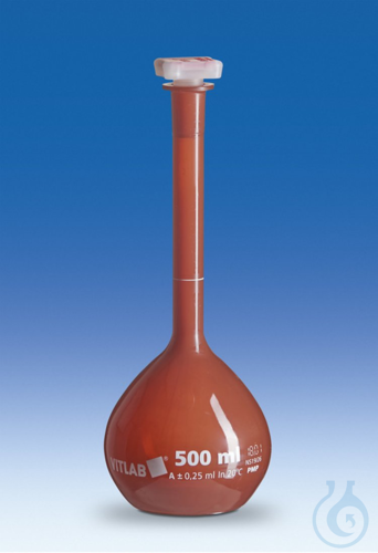 Messkolben UV-protect, PMP, Klasse A, mit NS-Stopfen 10/19, PP, 25 ml