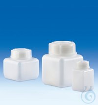 Frascos de cuello ancho, PE-HD, con
tapa roscada, GL 65, cuadrados, 1000 ml