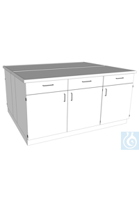 Steharbeitsinsel L1800/T1800 Steinzeug Abmessung: 1800x1800x900 mm (LxTxH)  Korpus Melamin,...