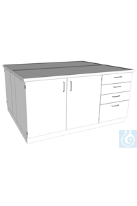 Steharbeitsinsel L1800/T1500 Steinzeug Abmessung: 1800x1500x900 mm (LxTxH)  Korpus Melamin,...