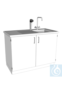 Laboratorium gootsteen L1200/T600 PP Afmetingen: 1200x600x900 mm (LxDxH) Romp van melamine,...