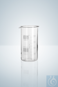 BECHER, H.F.,BORO 3.3,150 ML M. TEILUNG UND AUSGUß Becher, hohe Form, weiß graduiert, 150 ml,...