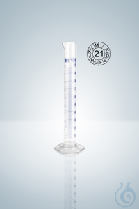Measuring cylin. DURAN®, cl.A, blue, grad, 500:5 ml, H 390 mm Measuring cylinder DURAN®, class A,...