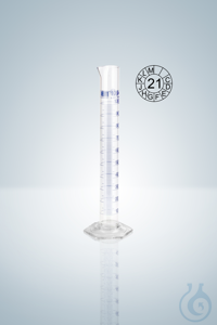 Measuring cylin. DURAN®, cl.A, blue, grad, 2000:20 ml, H 500 mm Measuring cylinder DURAN®, class...