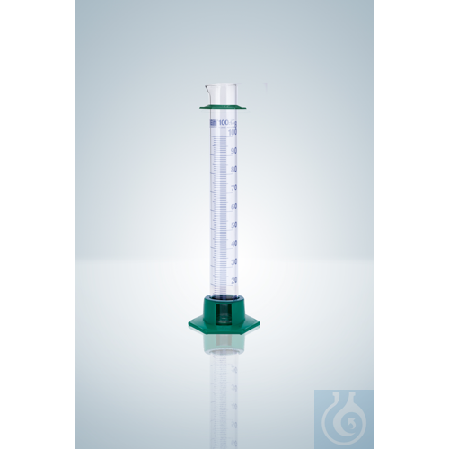 MEASURING CYLINDER B 100 ML, POLY BASE, BLUE GRAD.