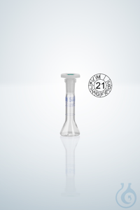 Volumetric flask DURAN®, cl.A, blue grad,  5:0,025 ml, NS 7/16, H 70 mm Volumetric flasks DURAN®,...