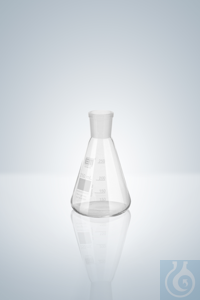 Fiole Erlenmeyer, grad. blanche, Col, étroit, RN 29/32, 200 ml, h. 131 mm Fiole Erlenmeyer,...