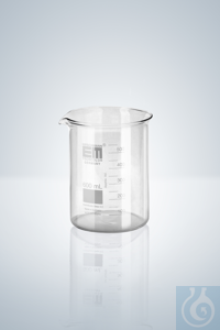 BECHER, N.F.,BORO 3.3, 100 ML M. TEILUNG UND AUSGUß Becher, niedere Form, weiß graduiert, 100 ml,...