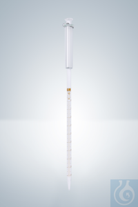 Grad. pipettes, with piston, amber grad, 1:0,01 ml Graduated pipettes, with piston, amber stain...