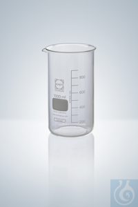 Beakers DURAN®, tall form, white grad., 400 ml, H 130 mm, graduation a. spout