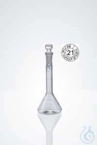 Volumetric flask DURAN®, cl.A, blue, grad, 25:0,04 ml, NS 10/19, H 110 mm Volumetric flasks...