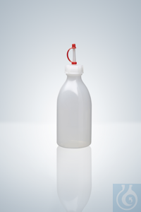 Screw cap, PE-LD, natural/red colour, with dropper nozzle and spout cape, GL18 Screw cap with...