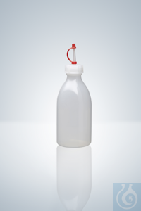 Screw cap, PE-LD, natural/red colour, with dropper nozzle and spout cape, GL25 Screw cap with...