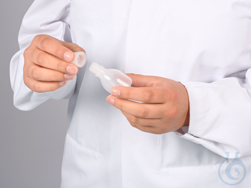 Narrow-necked bottle, LDPE transp., 20 ml, w/ cap