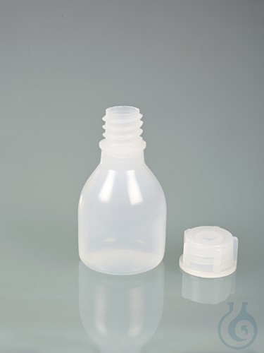 Narrow-necked bottle, LDPE transp., 20 ml, w/ cap