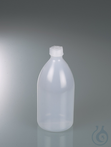 Narrow-necked bottle, LDPE transp., 200 ml, w/ cap