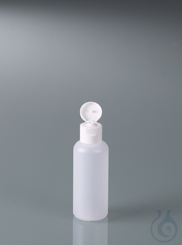 Round bottle w/ snap closure, HDPE, 100 ml