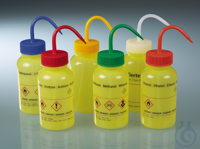 Wash bottle 500ml, LDPE, wide-neck, w/o printing, closure yellow, LaboPlast®  Wash bottles, LDPE...
