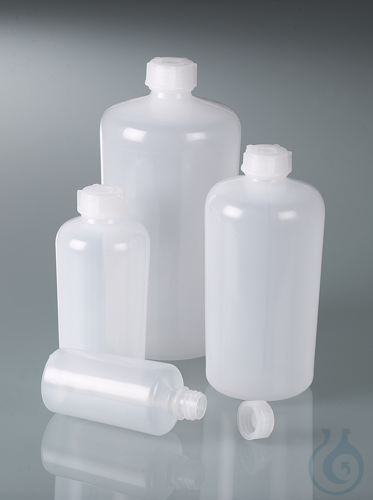 Tall-form bottle, LDPE transparent, 100 ml, w/ cap