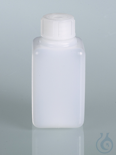 Narrow-necked square bottle, HDPE, 100 ml, w/ cap