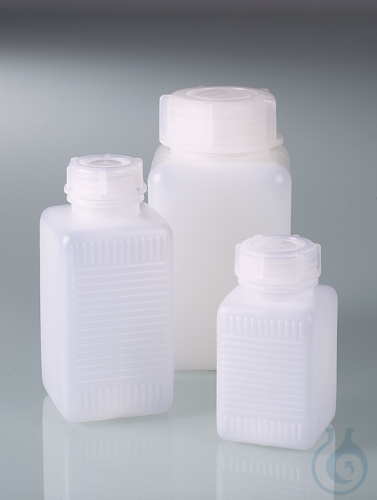 Wide-necked square bottle, HDPE, 250 ml, w/ cap