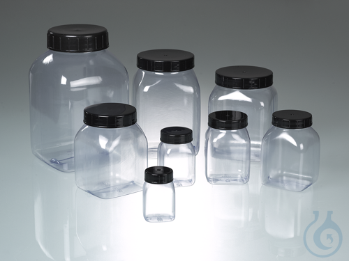 Weithalsdose vierkant, PVC transp., 100 ml, m.V.